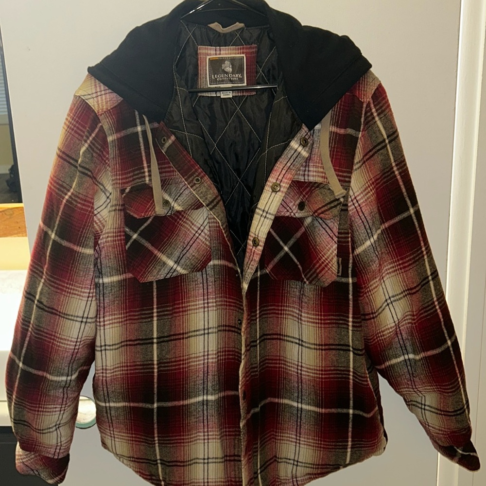 Flannel jacket with hood